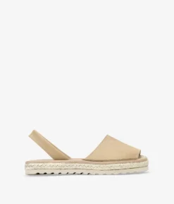 Clearance Bosanova Abarcas planas beige en piel con esparto