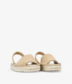 Clearance Bosanova Abarcas planas beige en piel con esparto