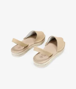 Clearance Bosanova Abarcas planas beige en piel con esparto