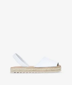 Clearance Bosanova Abarcas planas blancas en piel con esparto