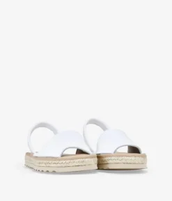 Clearance Bosanova Abarcas planas blancas en piel con esparto