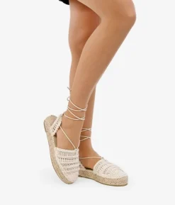 Clearance Bosanova Alpargatas beige en macramé con suela de esparto