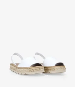 Hot Bosanova Alpargatas de piel blancas con plataforma de esparto