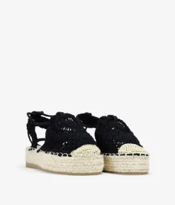Clearance Bosanova Alpargatas negras en macramé con suela de esparto