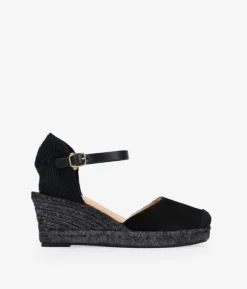 Discount Bosanova Alpargatas negras en piel con hebilla