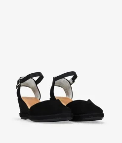 Best Bosanova Alpargatas negras en piel con cuña de esparto