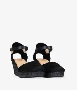 Discount Bosanova Alpargatas negras en piel con hebilla