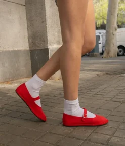 Best Bosanova Bailarinas rojas en canvas con tira al empeine