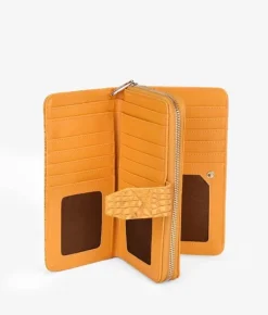Hot Bosanova Billetero grande efecto cocodrilo naranja