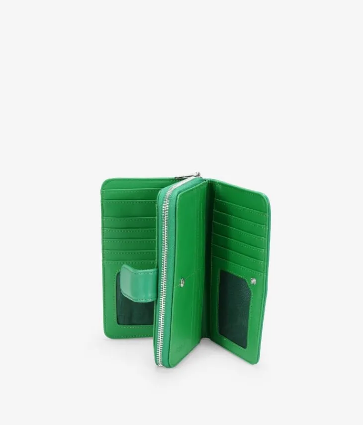 Best Bosanova Billetero grande verde en piel vegana con cremallera y compartimientos