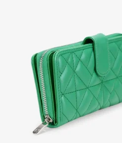 Best Bosanova Billetero grande verde en piel vegana con cremallera y compartimientos