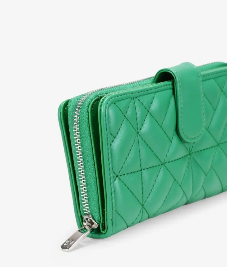 Best Bosanova Billetero grande verde en piel vegana con cremallera y compartimientos
