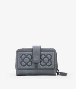 Clearance Bosanova Billetero gris en piel con flor de Barcelona