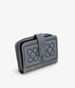 Clearance Bosanova Billetero gris en piel con flor de Barcelona