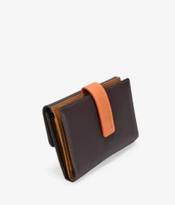 Best Bosanova Billetero mediano marrón en piel con solapa naranja