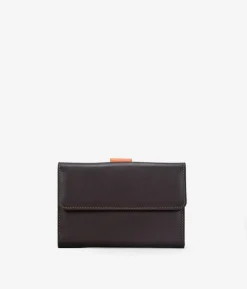 Best Bosanova Billetero mediano marrón en piel con solapa naranja