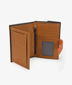 Best Bosanova Billetero mediano marrón en piel con solapa naranja