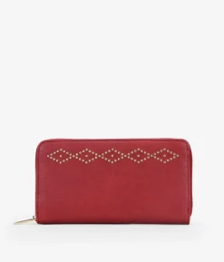Best Bosanova Billetero plano rojo con tachas y cremallera