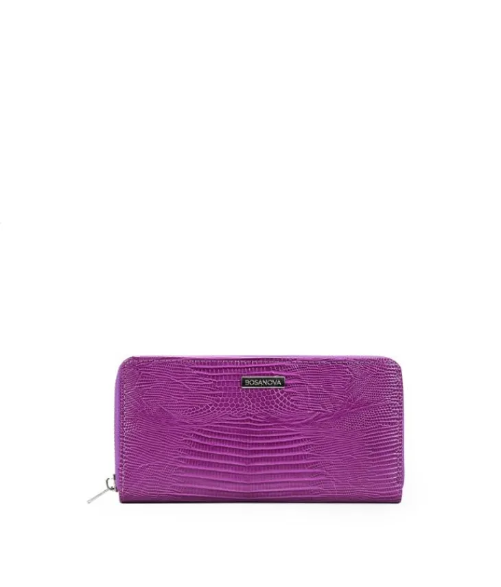 Sale Bosanova Billetero rectangular piel vegana cocodrilo lila con cremallera