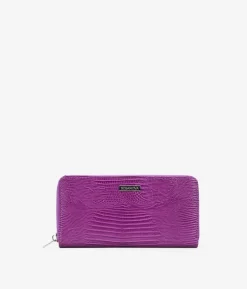 Sale Bosanova Billetero rectangular piel vegana cocodrilo lila con cremallera