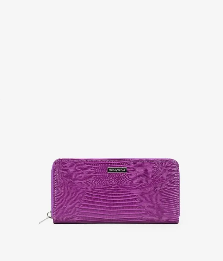 Sale Bosanova Billetero rectangular piel vegana cocodrilo lila con cremallera