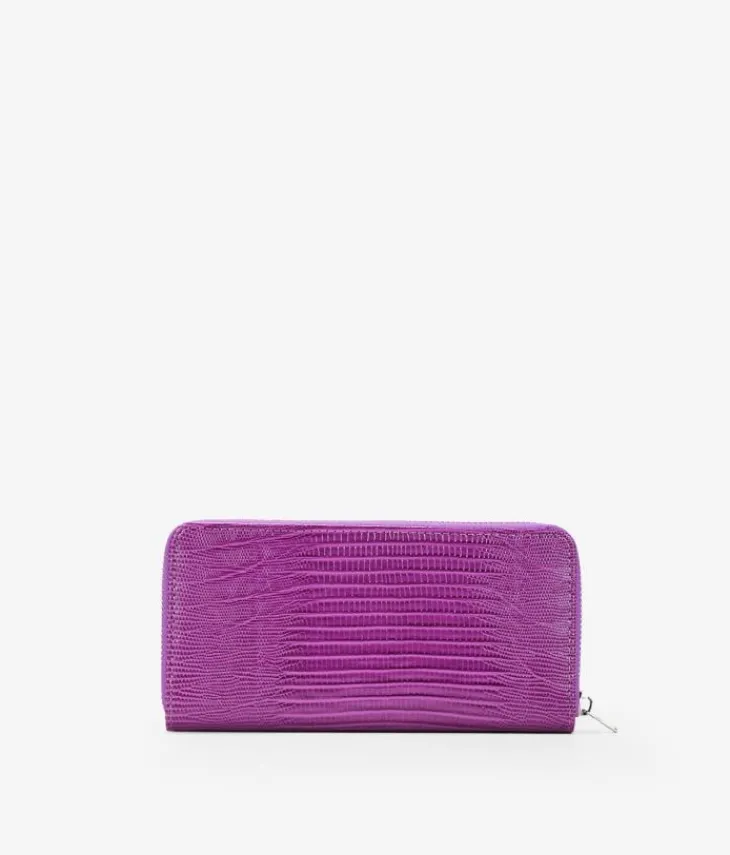 Sale Bosanova Billetero rectangular piel vegana cocodrilo lila con cremallera