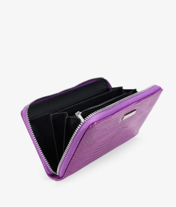 Sale Bosanova Billetero rectangular piel vegana cocodrilo lila con cremallera