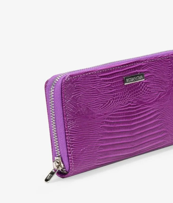 Sale Bosanova Billetero rectangular piel vegana cocodrilo lila con cremallera
