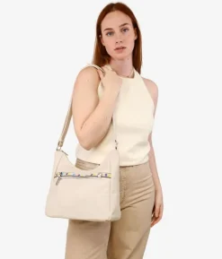Discount Bosanova Bolso bandolera beige con bordado