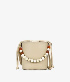 New Bosanova Bolso bandolera beige con asa de piedras