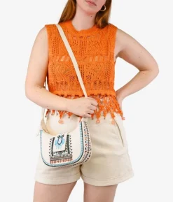 Sale Bosanova Bolso bandolera beige con bordados