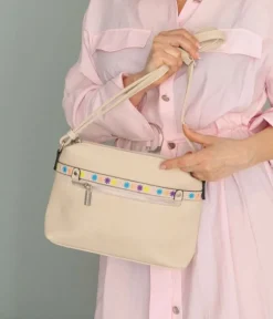Discount Bosanova Bolso bandolera beige con doble cremallera