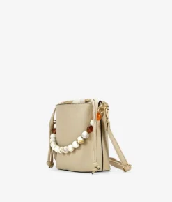New Bosanova Bolso bandolera beige con asa de piedras