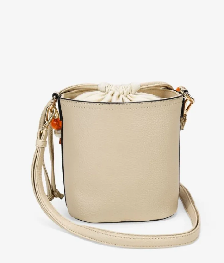 New Bosanova Bolso bandolera beige con asa de piedras