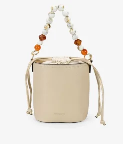 New Bosanova Bolso bandolera beige con asa de piedras