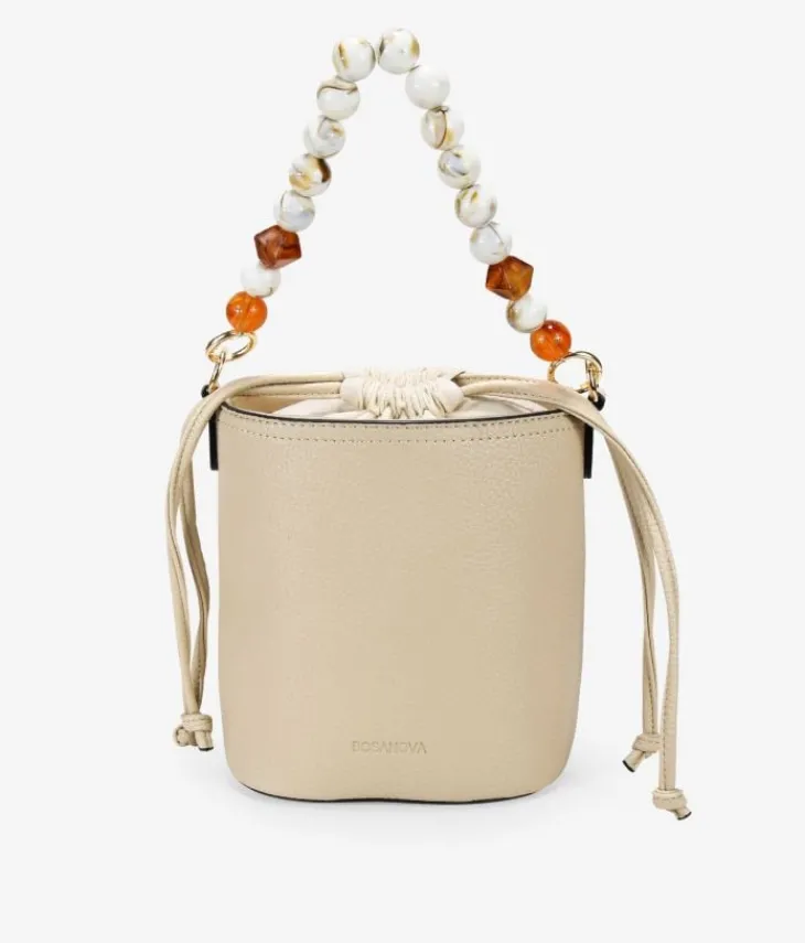 New Bosanova Bolso bandolera beige con asa de piedras