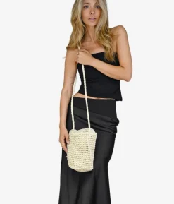 Outlet Bosanova Bolso bandolera cubo de rafia beige