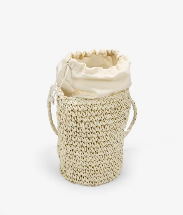 Outlet Bosanova Bolso bandolera cubo de rafia beige