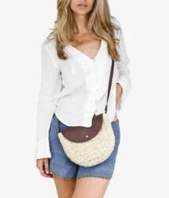 Discount Bosanova Bolso bandolera de rafia beige con solapa