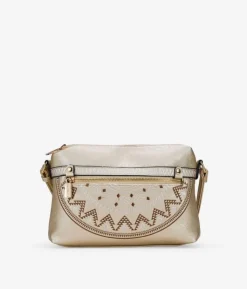 Outlet Bosanova Bolso bandolera dorado con doble cremallera