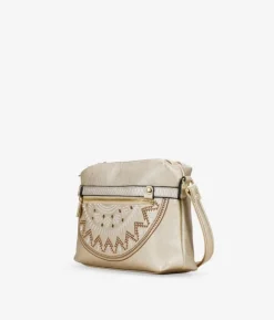 Outlet Bosanova Bolso bandolera dorado con doble cremallera