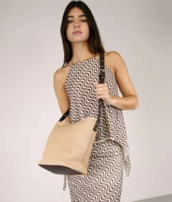 Online Bosanova Bolso bandolera en rafia tostado