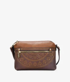 Outlet Bosanova Bolso bandolera marrón con doble cremallera