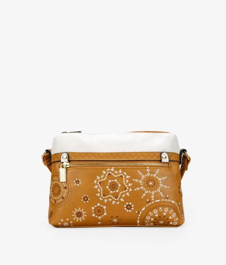 Outlet Bosanova Bolso bandolera marrón con bordado