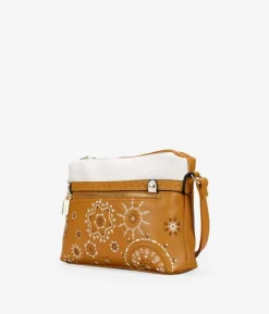 Outlet Bosanova Bolso bandolera marrón con bordado