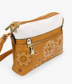 Outlet Bosanova Bolso bandolera marrón con bordado