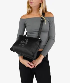 Discount Bosanova Bolso bandolera negro con tachas y doble cremallera