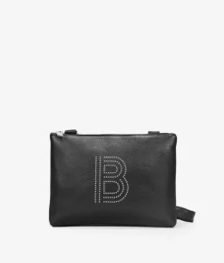 Discount Bosanova Bolso bandolera negro con tachas y doble cremallera
