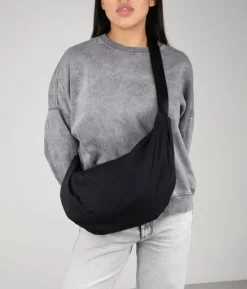 Online Bosanova Bolso bandolera negro redondeado con cremallera