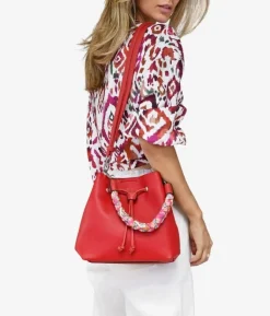 Hot Bosanova Bolso bandolera rojo tipo saco con asa extraíble